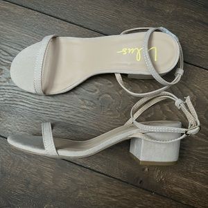 Women’s nude suede dress heels